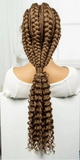 28" Blonde Knotless Cornrow Braids Wig with Curly Ends | Lace Frontal | Baby Hair