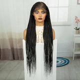 36 Inch Full Lace Braided Wig - Handmade Cornrow Braids with Baby Hair - Synthetic Lace Front Braided Wig for Black Women