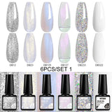 MTSSII 6PCS/Set Sparkly Red Roes Red Gel Nail Polish Shinning Nail Art LED UV Gel Varnish Nail Supplies Manicure Kit for Nails