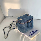 Mini Denim Crossbody Bags for Women | Lingge Chains Shoulder Bag & Fashion Brands Box Bag (Lipstick Coins Purses & Handbags)