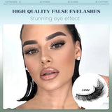 GROINNEYA Fake Lashes Fluffy Cat Eye Lashes 8D Fluffy Volume False Eyelashes D Curl Dramatic Thick Full Strip Faux Mink Lashes
