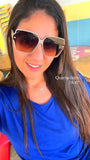 Fashion Square Frame Sunglasses for Women Luxury UV Protection Large Frame All-Match DS-8052-1