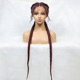 Handmade Double Dutch Cornrow Braided Wig | Natural Black Lace Front | Baby Hair | Kanekalon Synthetic Wig for Women
