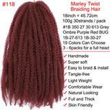 18" Marley Twist Braiding Hair | Crochet Braids | Afro Twist Kinky Hair Extensions | Ombre Colors | 30 Strands/Pack