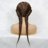24" Dutch Cornrow Box Braid Wig | Lace Front Synthetic Wig with Baby Hair | Afro Wig for Black Women | High-Temp Fiber