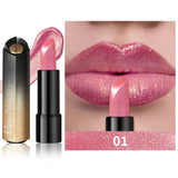 Metallic Shimmer Lipstick, Pearly Glitter Shine, Creamy Texture, High Color Payoff, Smooth Application Party Makeup