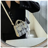 Women's Mini Handbag & Ladies Pouch | Fashion Check Pattern Shoulder Bag & Crossbody Messenger Bag (Lightweight Simple Elegant Tote)