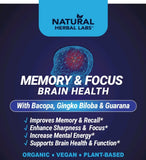 Organic Memory & Focus Herbal Tonic – Bacopa, Ginkgo Biloba, Guarana | Natural Brain Health & Mental Clarity Support