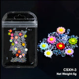 White Acrylic Flower Nail Art Decorations Mixed Size Rhinestones Red Blue Gem Manicure Tools Accessories DIY Nails Design 5g