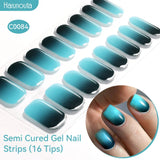 Gradient Auroras Semi Cured Gel Nail Strips Sparkly Shinning DIY Gel Polish Stickers for Nails Works with UV/LED Nail Lamps