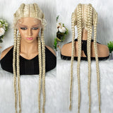 36" 27/613 Blonde Cornrow Braided Wig | Lace Frontal Box Braids | Synthetic Wig with Baby Hair for Black Women