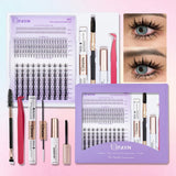 Eyelash Cluster DIY Eyelash Extension Kit with Tweezers Bond and Seal Reusable Single Eyelashes Festival Gift Eye Makeup