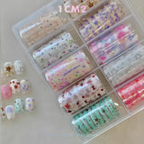 10Rolls Plaid Thousand-Bird Bow  Stars Nail Foils Transfer Paper  Nail Art Stickers  Manicure Set Decal  Nails Decoration