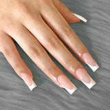 24pcs/set short square fake nails for women cute bride heart white french tips faux ongles y2k press on false nail supplies