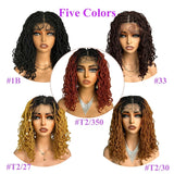 14" Copper Red Faux Locs Lace Front Wig | Short Twist Dreadlocks | Synthetic Braided Wig