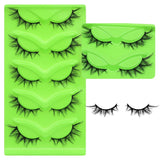 DINGSEN 5 Pairs Cat Eyelashes Fluffy Cat Lashes Fake Eyelash Wispy Natural Look long Mink Eyelashes Strip Lashes Cat Eye Lashes