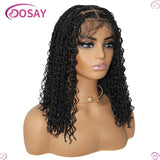 12" Curly Boho Braids Bob Wig | 360 Full Lace | Knotless Box Braids | Baby Hair