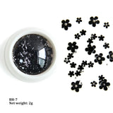 White Acrylic Flower Nail Art Decorations Mixed Size Rhinestones Red Blue Gem Manicure Tools Accessories DIY Nails Design 5g
