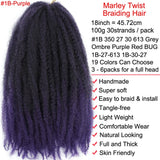 18" Marley Twist Braiding Hair | Crochet Braids | Afro Twist Kinky Hair Extensions | Ombre Colors | 30 Strands/Pack