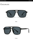 SO&EI Fashion Double Bridges Square Rivets Women Sunglasses Retro Men Gradient Shades UV400 Sun Glasses
