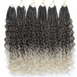 Ombre Goddess Box Braids Crochet Hair with Curly Ends | 14 Inch | 1-6 Packs
