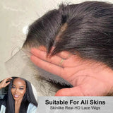 40 42 Inch Kinky Straight Lace Front Wig Pre Plucked Yaki Straigh HD 13X4 Lace Frontal Wig 4C Edges Curly Human Hair Wigs