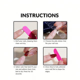 ARTAUG 24PCS Medium Stiletto Pink Black French Tip Press On Nails Star Pattern Glitter Press On Nails