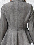 Women’s Plus-Size Solid Color Peplum Jacket – Casual Outerwear