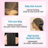 36" Full Lace Afro Cornrow Wig | Knotless Box Braids | Kanekalon Hair | For Black Women