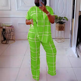 Short Sleeve 2 Piece Women Sets 2025 Spring Summer Matching Sets Stripe Print Two Pieces Sets Top Pants Suits Outfits Clothing