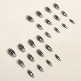 24pcs Y2k Star Press On Nails Gradient Black Mid-length Coffin False Nail Tips Full Cover Moon Designs Fake Nail For Cool Girls
