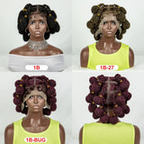 Handmade Bantu Knots Braided Wig | Short Knotless Braids | Full Lace Wig with Baby Hair | Synthetic Braiding Wig for Black Women