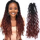 Goddess Faux Locs Crochet Hair | Soft Curly Ombre Dreadlock Extensions (Synthetic Braiding)