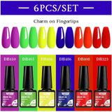 MTSSII 6PCS/Set Sparkly Red Roes Red Gel Nail Polish Shinning Nail Art LED UV Gel Varnish Nail Supplies Manicure Kit for Nails