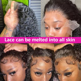 13x4 Lace Closure Wig 100% Human Hair Wig Deep Curly Wig Jerry Curly Short Bob Wig With Baby Hair Deep Wave Double Draw Wig For Black Women
