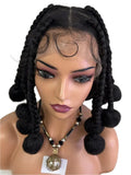 12" Ginger Orange Knotless Box Braiding Wig | Transparent Lace Front Synthetic Hair with Baby Hair
