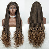 36" Water Wave Braided Wig | Lace Front | Baby Hair | Long Braids
