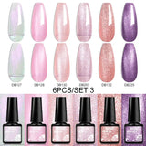 MTSSII 6PCS/Set Sparkly Red Roes Red Gel Nail Polish Shinning Nail Art LED UV Gel Varnish Nail Supplies Manicure Kit for Nails
