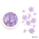 White Acrylic Flower Nail Art Decorations Mixed Size Rhinestones Red Blue Gem Manicure Tools Accessories DIY Nails Design 5g