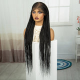 36 Inch Full Lace Braided Wig - Handmade Cornrow Braids with Baby Hair - Synthetic Lace Front Braided Wig for Black Women