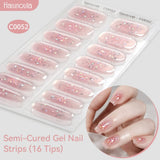 Gradient Auroras Semi Cured Gel Nail Strips Sparkly Shinning DIY Gel Polish Stickers for Nails Works with UV/LED Nail Lamps