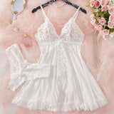 New Sexy Pink Lingerie Set Erotic Bra Nightdress Women Thong, Attractive, Breathable, Romantic Sexy Comfortable Sleepwear &Dress