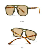 SO&EI Fashion Double Bridges Square Rivets Women Sunglasses Retro Men Gradient Shades UV400 Sun Glasses