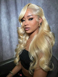 613  Human Hair Body Wave 13x6 Lace Front Wig  Blonde Lace Frontal Wigs for Women 250 Density Natural Hairline With Baby Hair