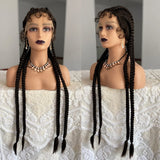 32 Inch Senegalese Twist Lace Front Wig | 4 Twist Cornrow | With Baby Hair | Synthetic Crochet Braids