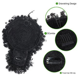 Afro Puff Kinky Curly Drawstring Ponytail Extension with Bangs | Synthetic Updo Hairpiece for Black Women | 12 Inch