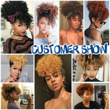 Afro Puff Kinky Curly Drawstring Ponytail Extension with Bangs | Synthetic Updo Hairpiece for Black Women | 12 Inch