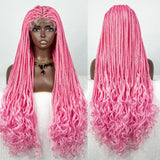 36" Water Wave Braided Wig | Lace Front | Baby Hair | Long Braids