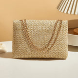 Straw Crossbody Bag | Small Square Shoulder Bag with Hasp Fastening