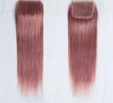 180% Density Red Straight 4x4 Lace Closure | 100% Brazilian Human Hair (Pre-Plucked, Transparent Swiss Lace)